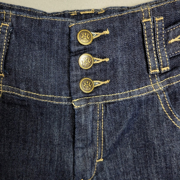 Mindcode Shorts Womens Medium Blue Denim High Rise Skinny Button Front Pocket - Picture 3 of 13